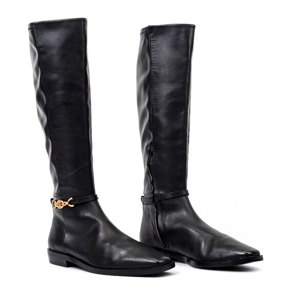 Sam Edelman Women Clive Black Leather Zip Riding Equestrian Knee Boots size 7.5 - Picture 1 of 7